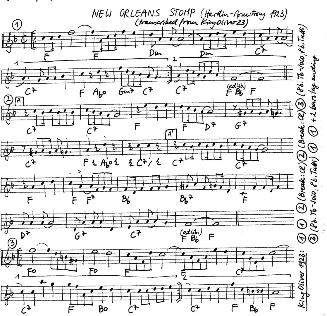new orleans stomp free jazz leadsheet - Courtesy of the Jungle Jazz Band